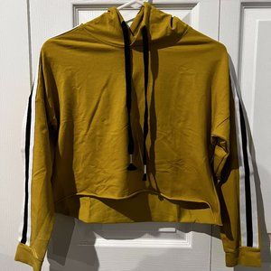 Yellow Stripped Cropped Hoodie